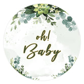 Oh Baby Licht Grün Blätter Runden Baby Dusche Hintergrund